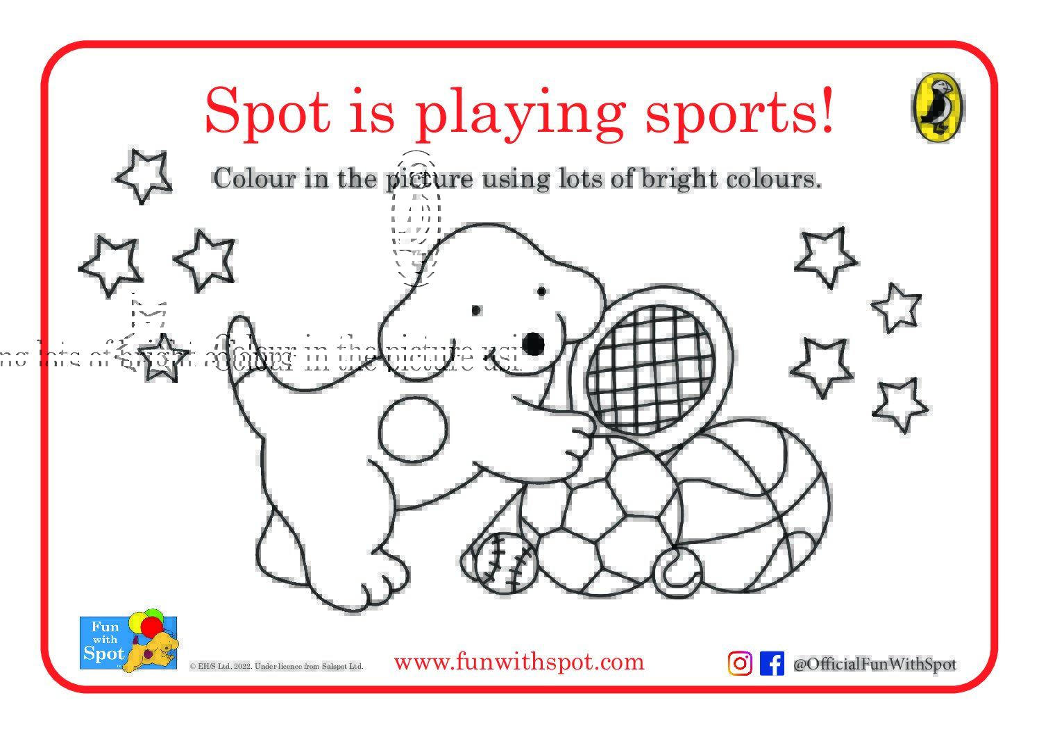 Sporty fun colouring sheet