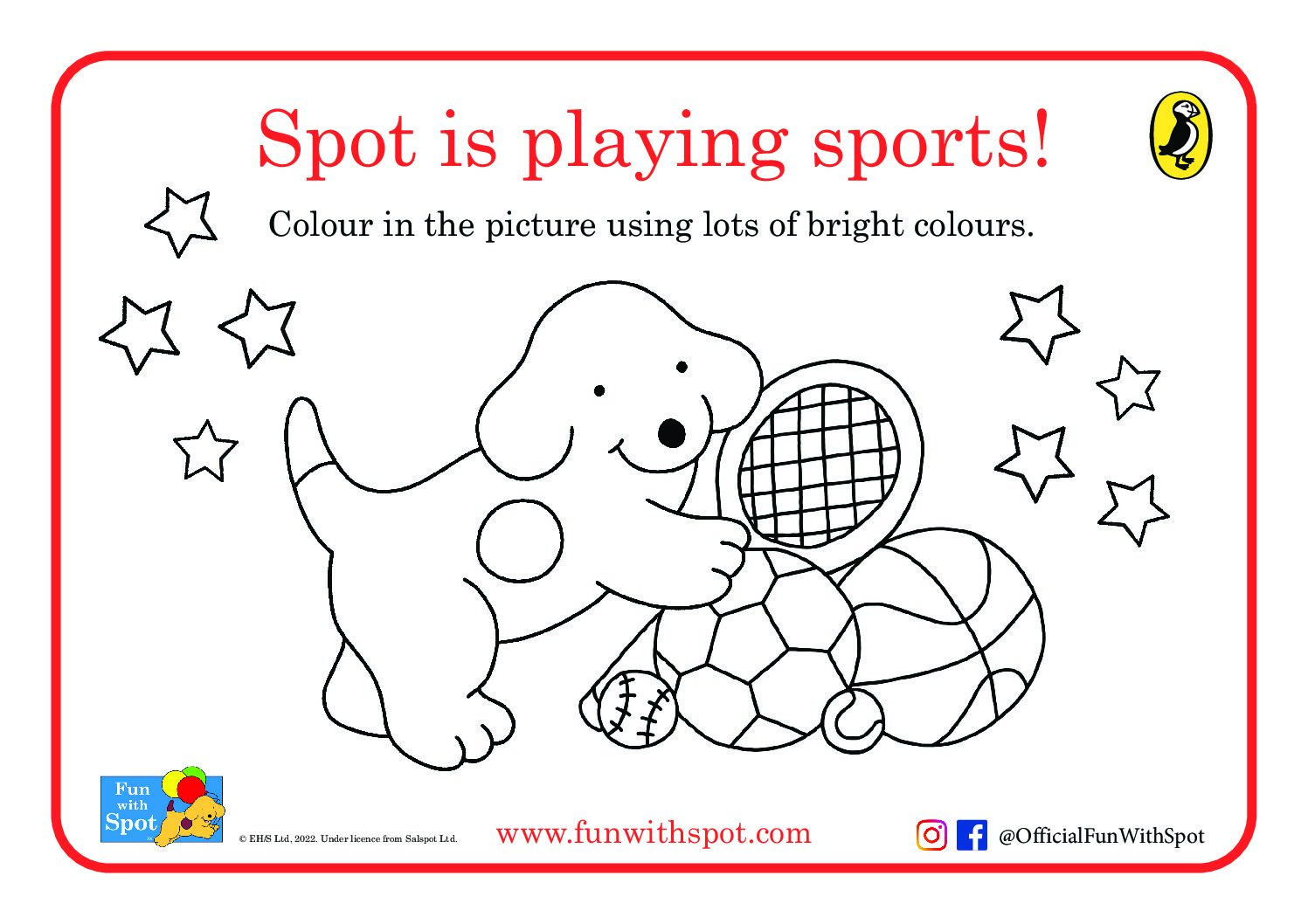 Sporty fun colouring sheet